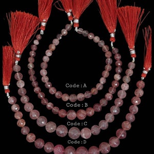 Natural Pink Strawberry Quartz Faceted Round Beads/Pink Strawberry Quartz Faceted Round Balls/Pink Strawberry Beads/8&quot;Strand/6 to 12 Mm