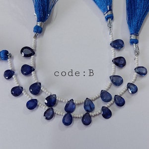Superb 10 Pcs, 4x6-7x9 Mm Natural Blue Sapphire Side Drilled Faceted Pear Shape Briolette/Precious Gemstone/Blue Sapphire Cut Stone/2467 image 7