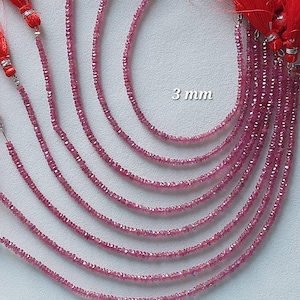 Cuentas de rubí facetadas redondas: Hilo de piedras preciosas naturales de color rojo-rosa (20 cm)/RJS-383