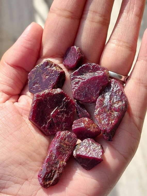 Certified Natural Red Star Ruby Untreated Rough Healing Crystal Loose  Gemstone