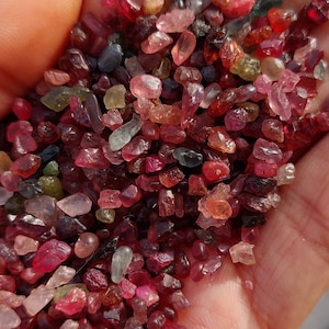 Attractive 100 Pieces Multi Spinel Rough/Raw Spinel Crystal/Loose Multi Spinel Rough/Multi Spinel Uneven Gem Stone/Burma Spinel/ 3 To 5 Mm..