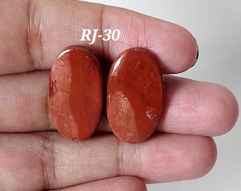 Red Jasper Cabochon Matching Pair: Oval Loose Gemstones