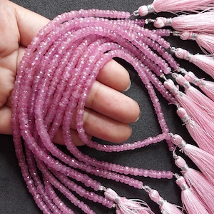 Superb! 8&quot;Strand 4 to 5.3 Mm Pink Sapphire Faceted Rondelle/Pink Sapphire Faceted Beads/Sapphire Rondelle/Precious Beads for Jewelry/RJS-651