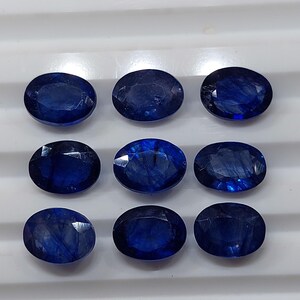 Blå safir ädelstenar, fasetterad oval slipning (2 stycken, 6 x 8 mm) bild 4
