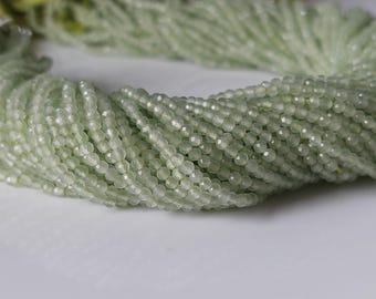 Natural Prehnite Faceted Rondelle/Prehnite Gemstone/Faceted Rondelle/Green Gemstone/Micro Faceted Prehnite Beads/13 Inches Strand/3 MM/BE054