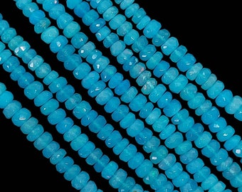15" AAA Ethiopian Blue Opal Faceted Rondelle Beads (4-5.5mm)/2475
