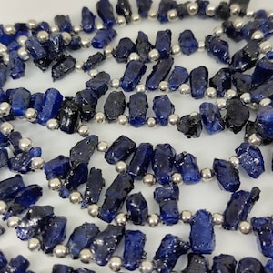 AAA Natürlicher Blauer Saphir Roh/Blaue Saphir Perlen/Blauer Saphir Roh/Unförmige Perlen/seitlich gebohrt/ 5x10-6 x 12 MM/ 20 Stück
