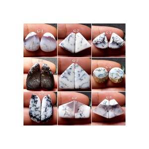 Paire de cabochons de forme fantaisie d'opale de dendrite naturelle/Paire de pierres précieuses assorties d'opale de dendrite en forme de mélange pour bijoux/pierre de guérison/perçage gratuit/DO-G