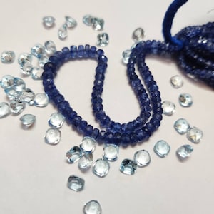 AAA Natural Blue Sapphire Faceted Rondelle/Blue Sapphire Faceted Beads/Blue Sapphire Rondelle/Sapphire Beads/Blue Sapphire/8&quot; Strand/3-4 Mm