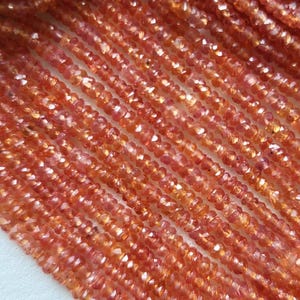 6&quot;Strand Natural Orange Sapphire Faceted Rondelle Beads/Precious Sapphire Bead/Orange Sapphire Faceted Beads/Jewelry Bead/2.5-3.2 Mm/RJS-518