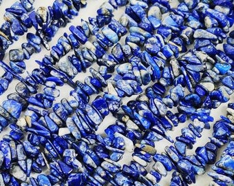 34 Inch Natural Lapis Lazuli Bead Strand/Lapis Lazuli Chips Gemstone Bead Strand/Natural Polished Lapis Drilled Chips/Pieces of Lapis