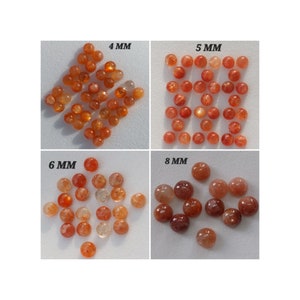 5 stuks natuurlijke oranje zonnesteen lepidocrociet ronde gladde cabochon/gekalibreerde gladde cabochon/zonnesteen lepidocrociet/4,5,6&8 MM grootte/CBN-001