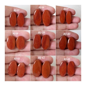 Paire de jaspe rouge de forme ovale/Paire de cabochons de jaspe/Paire de jaspe/Pierres précieuses en vrac/Pierre spirituelle/Cristal de guérison/Paire assortie pour bijoux/RJ-E