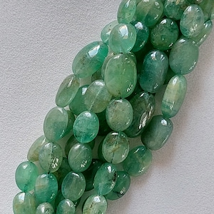 100 % Natural Zambian Emerald Smooth Plain Oval Shape Beads/Emerald Beads/Precious Gemstone Smooth Beads/5x7 to 8x12 Mm/8 Inches/ 2112