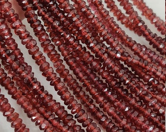 Red Garnet Faceted Rondelle Beads: Natural Gemstone Strand (4-4.5mm)