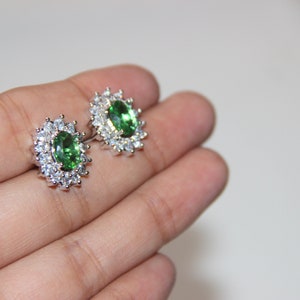 AAA+++ Cubic Zircon Pendent Set, Green Zircon Pendent & Earrings, Cubic Zircon Bezel Setting Jewelry ,Silver Plated Over Brass, Zircon Set