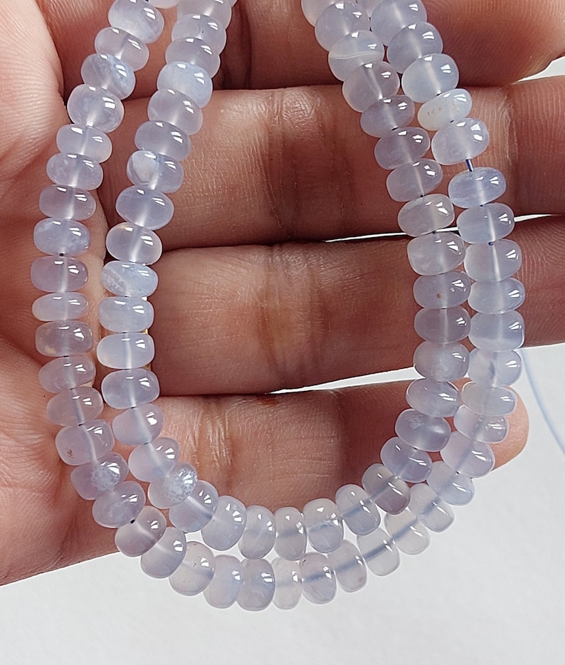 Aqua Chalcedony Rondelle Beads: 6.5mm Smooth Gemstone Strand/ RJS-030 image 1