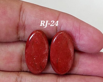 Red Jasper Cabochon Pair: Oval Gemstone for Jewelry, Spiritual Healing
