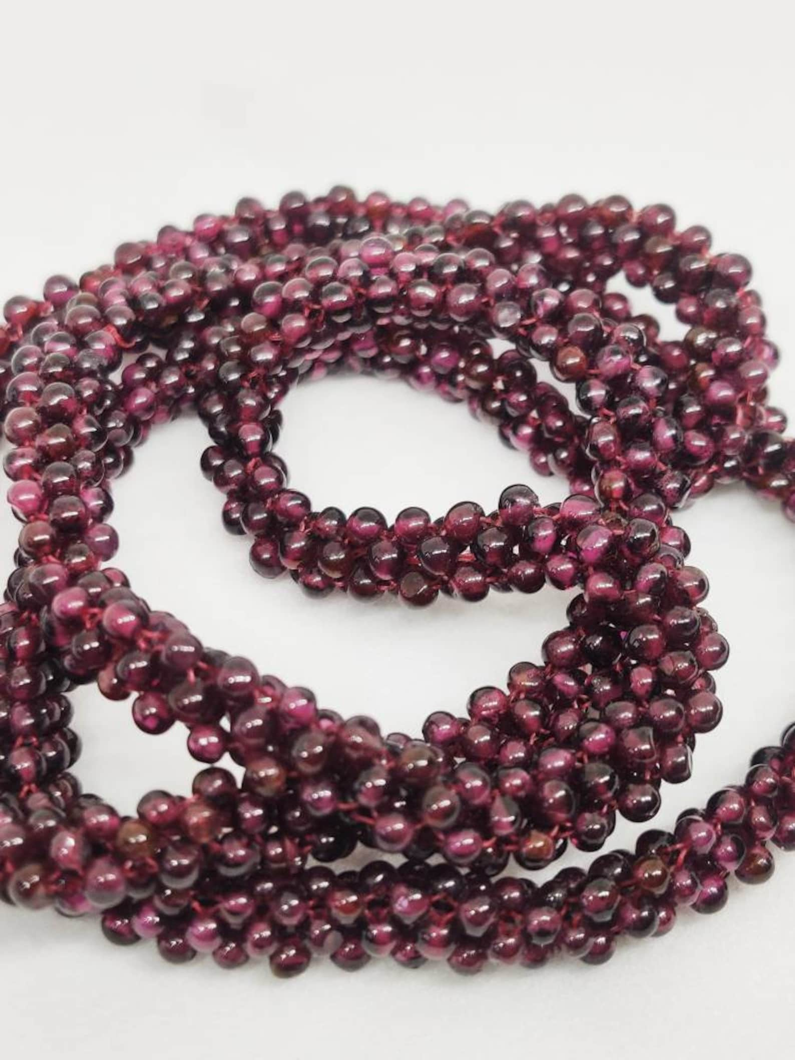 Garnet Rope Necklace Beaded Garnet Necklace Handmade - Etsy