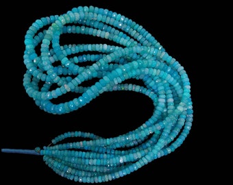 16" Faceted Ethiopian Blue Opal Rondelle Beads (3-5mm) / 2477