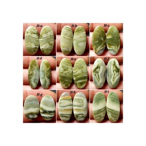 Paire de cabochons en serpentine naturelle de forme ovale/Paire de pierres semi-précieuses pour bijoux et créations artisanales/Paire assortie de cabochons verts/Perçage gratuit/SRP-H