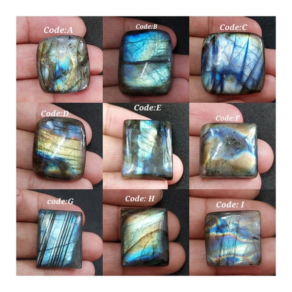 Cabochon de Labradorite en forme de coussin flashy naturel / Labradorite lisse bleu flashy / Cabochon à dos plat / Cabochon bleu flashy / Cristaux de guérison