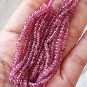 6&quot; Strand, 2.5-4.8 Mm 100% Natural Pink Tourmaline Faceted Rondelle/Pink Tourmaline Faceted Beads/Semi Precious Beads for Jewelry/RJS-647
