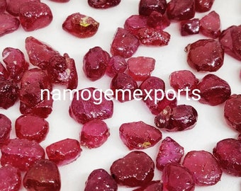 5 AAA Natural Ruby Rough Stones: Red Pink Ruby Crystals (8-18mm)