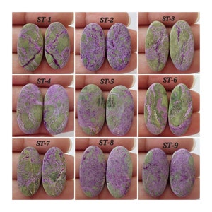 Cabochons de pierres précieuses en stichtite de forme ovale vert violet naturel/paire assortie cabochons en stichtite/stichtite pour bijoux/pierres précieuses en vrac/CBN-062