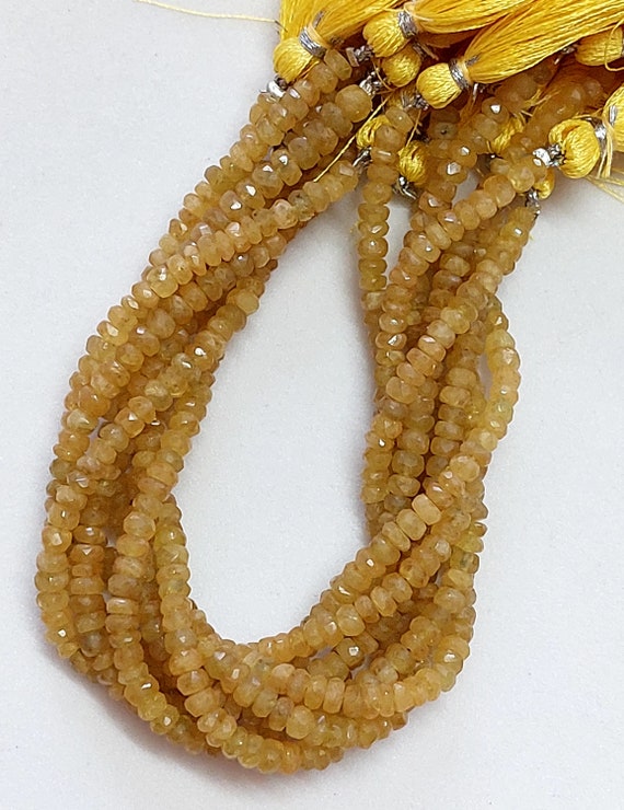 Collana Con Saffiri Gialli BAILYSBEADS – Rondelle Facettate Trattate Termicamente – Oro Vergoldato