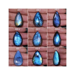 Labradorita Azul Natural Brilhante Formato de Pêra Cabochão Liso/Labradorita Azul Brilhante/Gema Solta/Pedra de Costas Planas/Cristais de Cura/CBN-DD