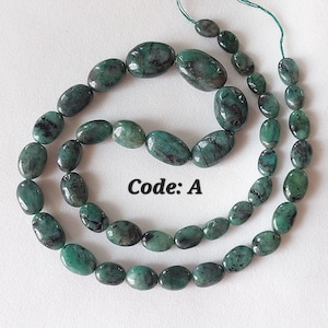 Awesome! 18&quot; Strand, 100 % Natural Emerald Smooth Oval Beads/ 5X8 to 14X19 Mm precious Beads/Emerald Beads/RJS-551