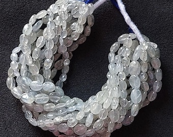 Burma Sapphire Smooth Oval Beads: Natural Gemstone, 6" Strand
