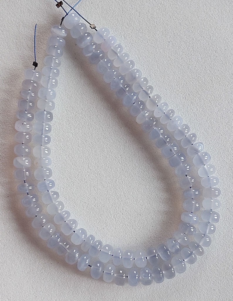 Aqua Chalcedony Rondelle Beads: 6.5mm Smooth Gemstone Strand/ RJS-030 image 6