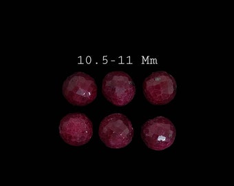 Color Treated Ruby Corundum Faceted Round Beads (8.5-13mm)