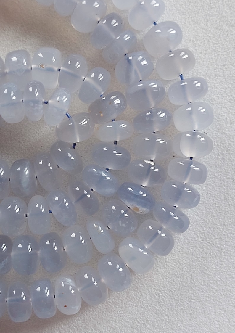 Aqua Chalcedony Rondelle Beads: 6.5mm Smooth Gemstone Strand/ RJS-030 image 7