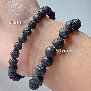 Lava Bracelet/Lava Beaded Bracelet/Lava Gemstone Bracelet/Stretchable Bracelet/Prosperous Bracelet/6-8 MM/ RJS-420