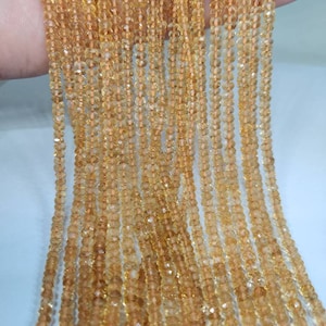 AAA Natural Citrine Faceted Rondelle/Citrine Faceted Rondelle Beads/Loose Bead/Citrine Gemstone Faceted/Micro Faceted/13 Inch/4-4.5 mm/1598