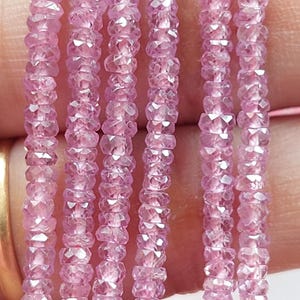 AAA Untreated Natural Pink Sapphire Faceted Rondelle,Pink Sapphire Faceted Beads,Sapphire Rondelle,Size 2.5-3 mm,8 Inches Strand/1503