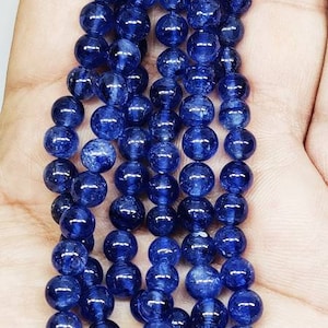 Fines perles rondes unies 1 rang saphir bleu naturel lisse/saphir boule ronde/5-7 mm/perles saphir bleu précieux/8 po. image 3