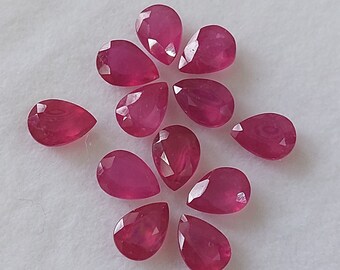 Rubis Naturel Poire 0.31 Ct - Rouge Rosé, 5.2 X 3.6 Mm, Origine Mozambique, Neuf Sans Emballage