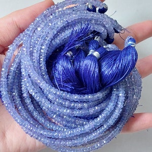 Natural Tanzanite Faceted Rondelle/Tanzanite Beads/Tanzanite Gemstone Faceted Rondelle Loose Beads/ 8 Inches Strand/4-4.5 MM/ RJS-457