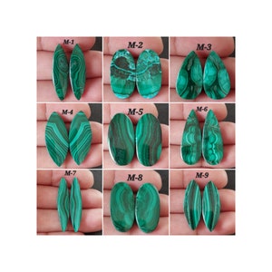 Mix Shape Natural Malachite Matching Pair/Malachite Cabochons/Malachite Pair/Semi Precious Gemstone Paire pour boucles d’oreilles/Forage gratuit/CBN-053