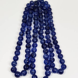 Fines perles rondes unies 1 rang saphir bleu naturel lisse/saphir boule ronde/5-7 mm/perles saphir bleu précieux/8 po. image 6