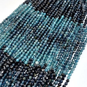 Indicolite Blue Tourmaline Rondelle Beads: Shaded Faceted Gemstone, 2.5mm, 13&quot; Strand