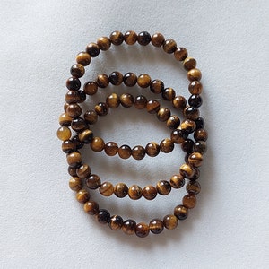 Tiger Eye Bracelet/Tiger Eye Beaded Bracelet/Tiger Eye Gemstone Bracelet/Stretchable Bracelet/Prosperous Bracelet/6 MM/ RJS-418
