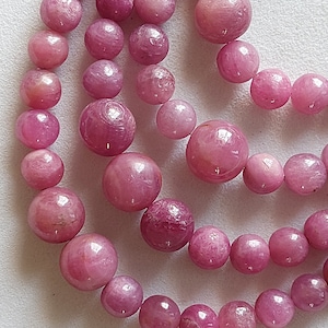 Natural Mozambique Ruby Round Beads: 8 Inch Strand