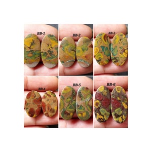 Ovale vorm natuurlijk fruit jaspis cabochon paar/paar halfedelstenen voor sieraden/jaspis cabochon bijpassend paar/gratis boren/FJ-BB