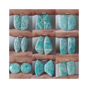 Par de cabochões em forma de mistura extravagante de amazonita natural/par de costas planas de Amazonita/par de Amazonita semi precioso/perfuração grátis/ AMZ-6