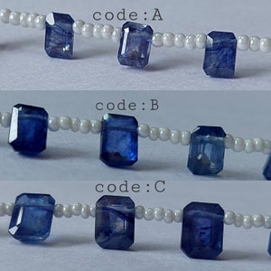 AAA+ Natural Blue Sapphire Side Drilled Faceted Octagon Shape Briolette/Faceted Beads/Precious Gemstone Beads/Sapphire Beads/ 4x6 To 6x8 Mm.